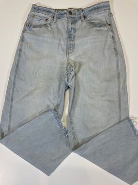 DAZE Tough Love Jeans Size 28 Light Wash High Rise Raw Hem Womens